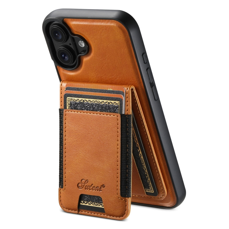 Suteni H17 Oil Eax Leather MagSafe Detachable Wallet Phone Case, For iPhone 16 Pro, For iPhone 16 Plus, For iPhone 16, For iPhone 15 Pro Max