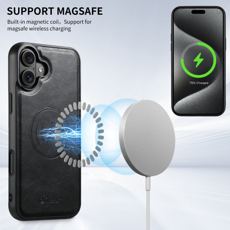 Suteni H17 Oil Eax Leather MagSafe Detachable Wallet Phone Case, For iPhone 16 Pro, For iPhone 16 Plus, For iPhone 16, For iPhone 15 Pro Max