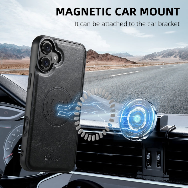 Suteni H17 Oil Eax Leather MagSafe Detachable Wallet Phone Case, For iPhone 16 Pro, For iPhone 16 Plus, For iPhone 16, For iPhone 15 Pro Max