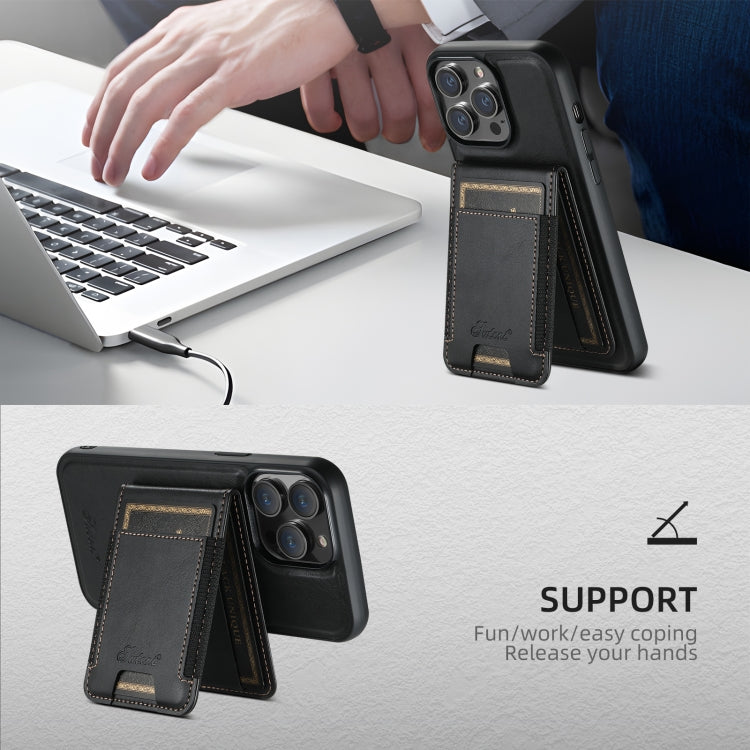 Suteni H17 Oil Eax Leather MagSafe Detachable Wallet Phone Case, For iPhone 16 Pro, For iPhone 16 Plus, For iPhone 16, For iPhone 15 Pro Max