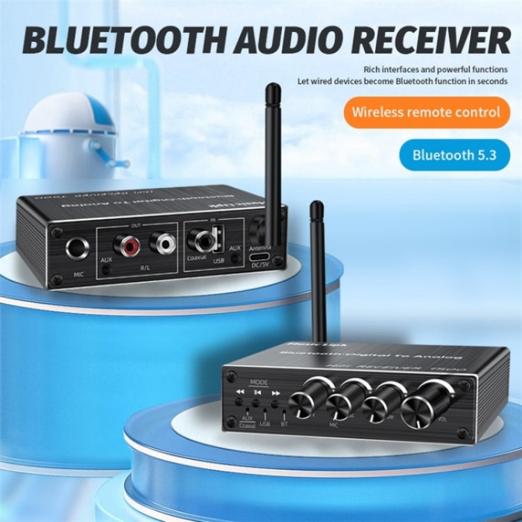 T500 Bluetooth 5.3 Audio Adapter U-Disk Mic Amplifier Speaker Converter with Remote Control, T500