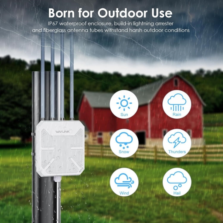 WAVLINK WN573HX3 AX3000 Waterproof Outdoor WiFi Wireless Outdoor Dual Band Router, US Plug, UK Plug, EU Plug, AU Plug