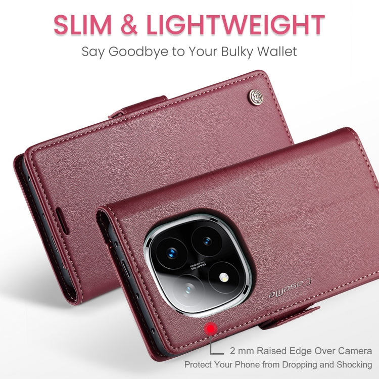 CaseMe 023 Butterfly Buckle Litchi Texture RFID Anti-theft Leather Phone Case, For Redmi Note 14 Pro 5G