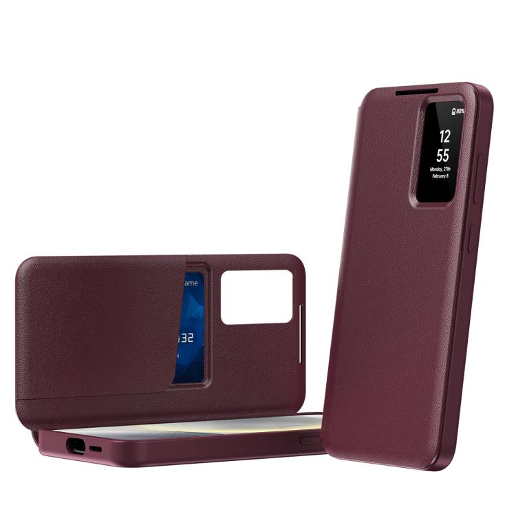 Smart View Window Leather Phone Case with Card Slot, For Samsung Galaxy Z Fold4, For Samsung Galaxy S22 Ultra 5G, For Samsung Galaxy S22+ 5G, For Samsung Galaxy S22 5G