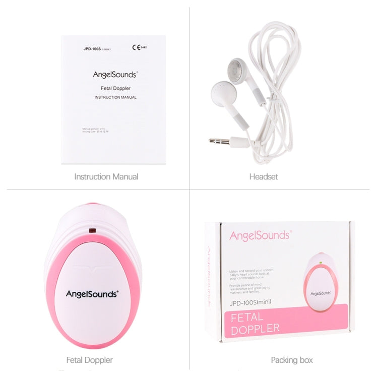 JPD-100S Mini Household Fetal Doppler Prenatal Pocket Baby Ultrasound Detector Angel Sound Heartbeat Pregnant Doppler Monitor, JPD-100S (Pink)