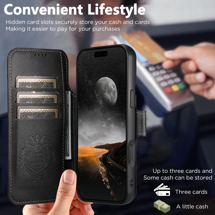 Suteni Q05 2-in-1 Multi-function Detachable Wallet MagSafe Phone Case, For iPhone 18, For iPhone 18 Pro, For iPhone 18 Pro Max, For iPhone 17 Pro Max, For iPhone 17 Pro, For iPhone 17, For iPhone 17 Air, For iPhone 16 Pro Max