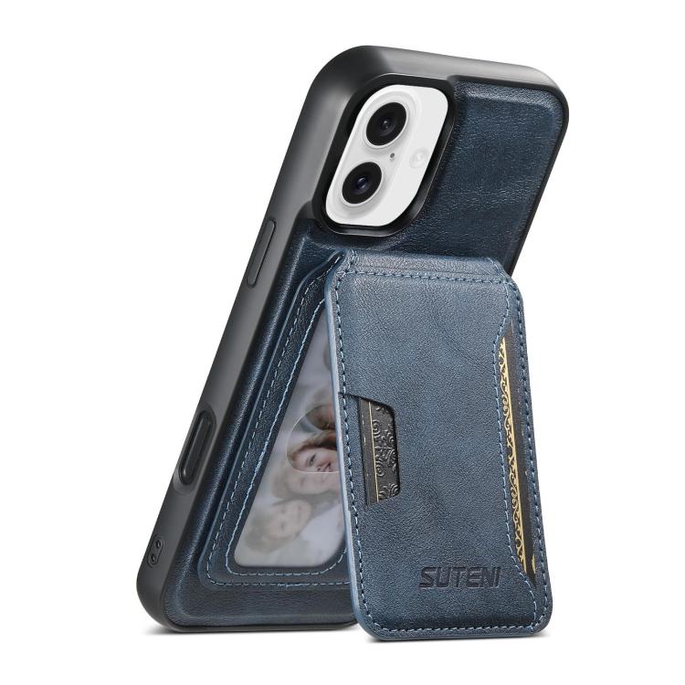 Suteni M3 Card Bag MagSafe Cowhide Texture Leather Phone Case, For iPhone 16 Pro, For iPhone 16 Plus, For iPhone 16, For iPhone 15 Pro Max, For iPhone 15 Pro, For iPhone 15 Plus, For iPhone 15, For iPhone 14 Plus