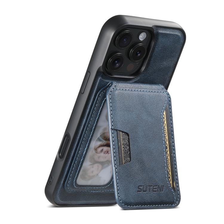 Suteni M3 Card Bag MagSafe Cowhide Texture Leather Phone Case, For iPhone 16 Pro, For iPhone 16 Plus, For iPhone 16, For iPhone 15 Pro Max, For iPhone 15 Pro, For iPhone 15 Plus, For iPhone 15, For iPhone 14 Plus