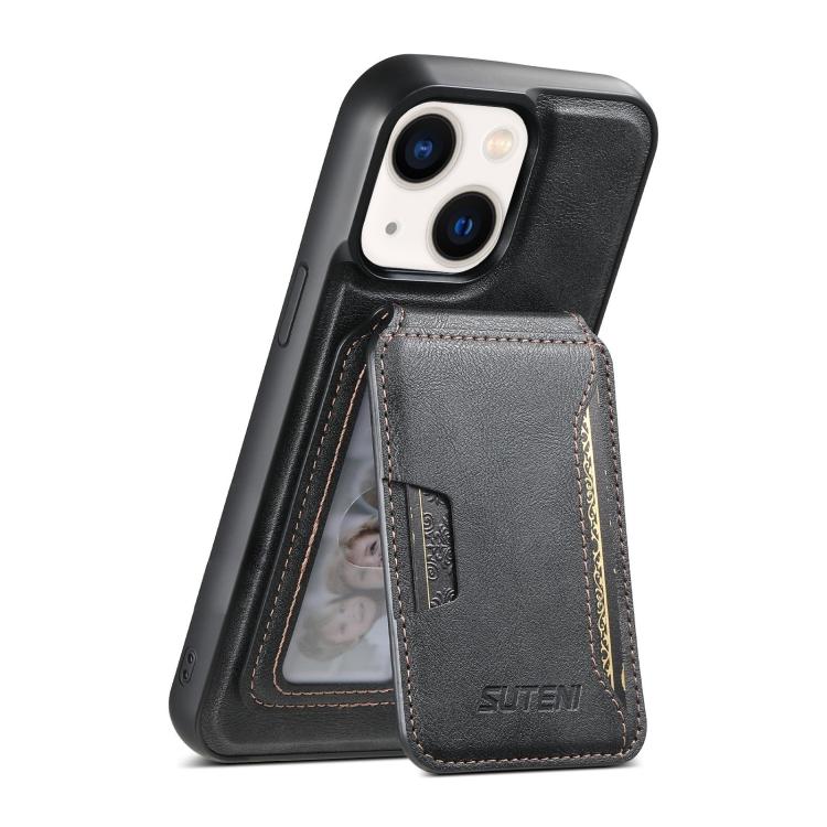 Suteni M3 Card Bag MagSafe Cowhide Texture Leather Phone Case, For iPhone 16 Pro, For iPhone 16 Plus, For iPhone 16, For iPhone 15 Pro Max, For iPhone 15 Pro, For iPhone 15 Plus, For iPhone 15, For iPhone 14 Plus