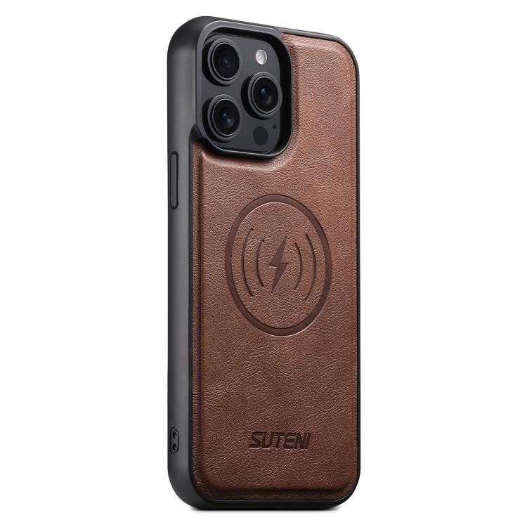 Suteni G5 Cowhide Leather MagSafe Magnetic Phone Case, For iPhone 14, For iPhone 14 Pro, For iPhone 14 Pro Max, For iPhone 13 Pro Max, For iPhone 13 Pro, For iPhone 13, For iPhone 12, For iPhone 12 Pro Max