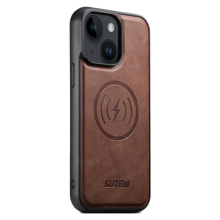 Suteni G5 Cowhide Leather MagSafe Magnetic Phone Case, For iPhone 14, For iPhone 14 Pro, For iPhone 14 Pro Max, For iPhone 13 Pro Max, For iPhone 13 Pro, For iPhone 13, For iPhone 12, For iPhone 12 Pro Max