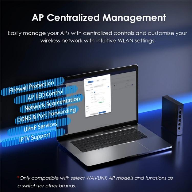 WAVLINK WN701AE IEEE 802.3AF / AT Auto-Discovery Centralized AP Management Poe Switch, US Plug, UK Plug, EU Plug, AU Plug