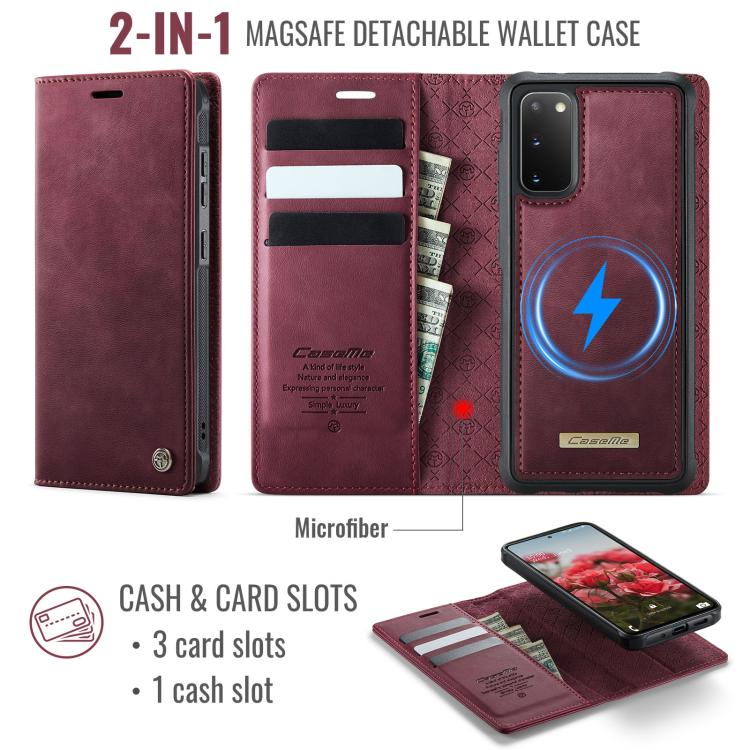 CaseMe C49 Magnetic RFID Blocking Detachable Wallet Leather Phone Case, For Samsung Galaxy S20, For Samsung Galaxy S20+, For Samsung Galaxy A17, For Samsung Galaxy S24 / S25