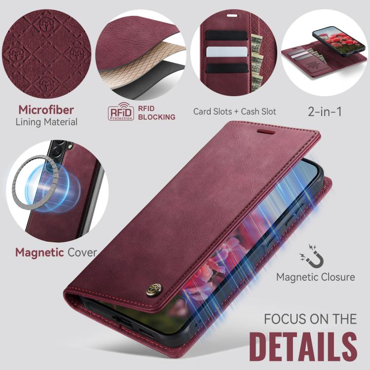 CaseMe C49 Magnetic RFID Blocking Detachable Wallet Leather Phone Case, For Samsung Galaxy A57 5G, For Galaxy S25 FE, For Samsung Galaxy S25 Edge 5G, For Samsung Galaxy A56 5G