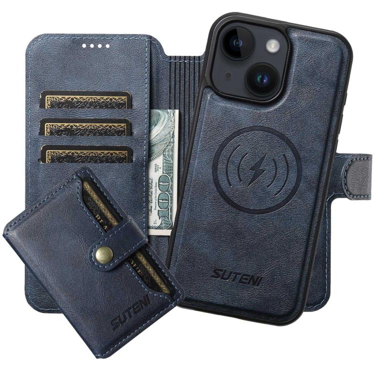 Suteni Q05S1 3-in-1 Detachable Wallet MagSafe Leather Phone Case, For iPhone 14, For iPhone 14 Pro, For iPhone 14 Pro Max, For iPhone 13 Pro Max, For iPhone 13 Pro, For iPhone 13, For iPhone 12, For iPhone 12 Pro Max