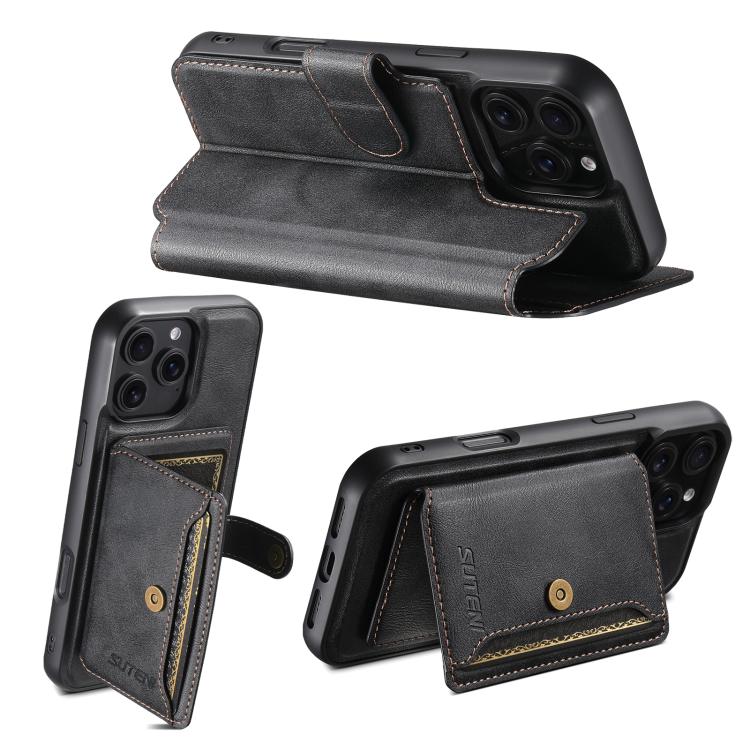 Suteni Q05S1 3-in-1 Detachable Wallet MagSafe Leather Phone Case, For iPhone 14, For iPhone 14 Pro, For iPhone 14 Pro Max, For iPhone 13 Pro Max, For iPhone 13 Pro, For iPhone 13, For iPhone 12, For iPhone 12 Pro Max