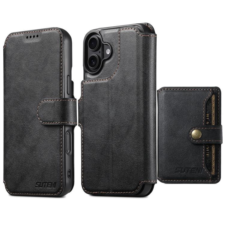 Suteni Q05S1 3-in-1 Detachable Wallet MagSafe Leather Phone Case, For iPhone 18, For iPhone 18 Pro, For iPhone 18 Pro Max, For iPhone 17 Pro Max, For iPhone 17 Pro, For iPhone 17, For iPhone Air, For iPhone 16 Pro Max