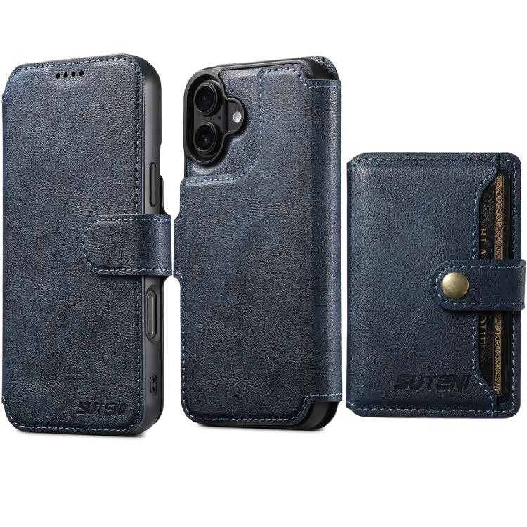 Suteni Q05S1 3-in-1 Detachable Wallet MagSafe Leather Phone Case, For iPhone 18, For iPhone 18 Pro, For iPhone 18 Pro Max, For iPhone 17 Pro Max, For iPhone 17 Pro, For iPhone 17, For iPhone Air, For iPhone 16 Pro Max