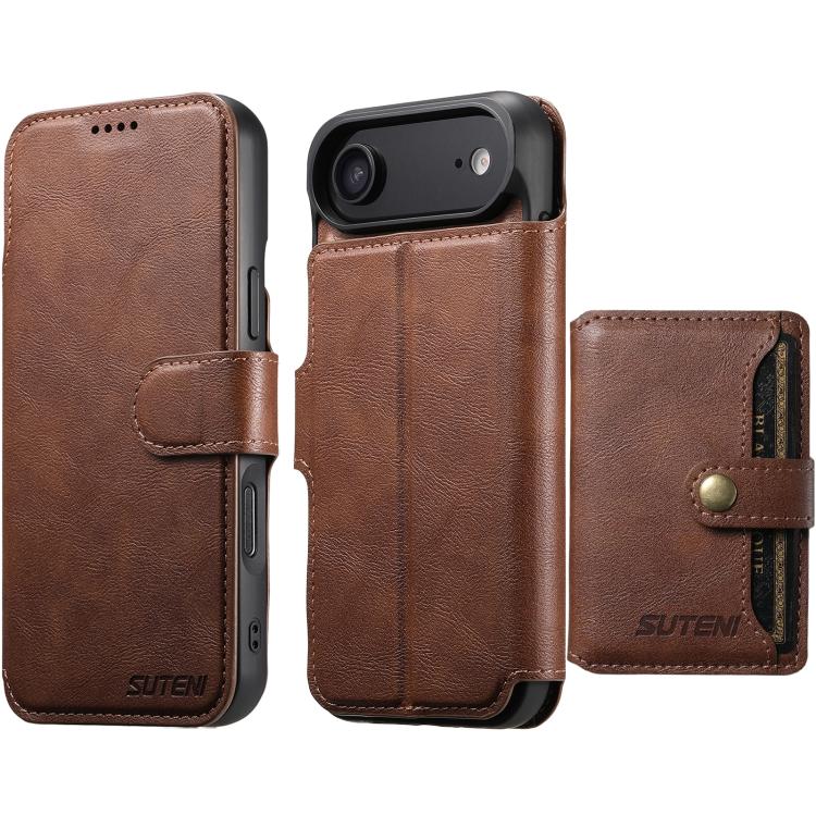 Suteni Q05S1 3-in-1 Detachable Wallet MagSafe Leather Phone Case, For iPhone 18, For iPhone 18 Pro, For iPhone 18 Pro Max, For iPhone 17 Pro Max, For iPhone 17 Pro, For iPhone 17, For iPhone Air, For iPhone 16 Pro Max