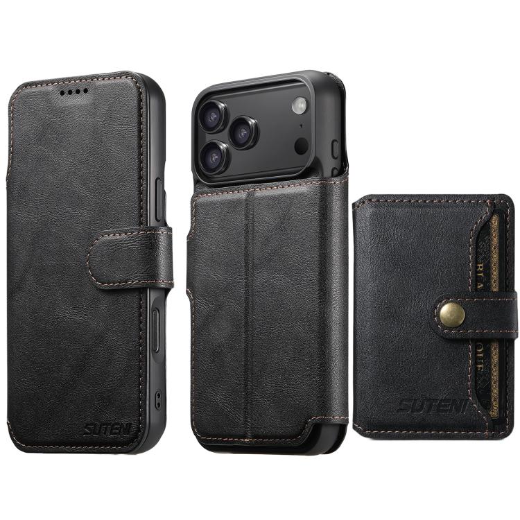 Suteni Q05S1 3-in-1 Detachable Wallet MagSafe Leather Phone Case, For iPhone 18, For iPhone 18 Pro, For iPhone 18 Pro Max, For iPhone 17 Pro Max, For iPhone 17 Pro, For iPhone 17, For iPhone Air, For iPhone 16 Pro Max