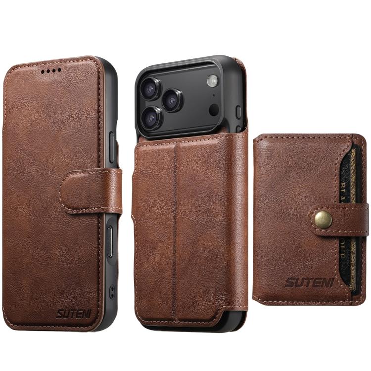 Suteni Q05S1 3-in-1 Detachable Wallet MagSafe Leather Phone Case, For iPhone 18, For iPhone 18 Pro, For iPhone 18 Pro Max, For iPhone 17 Pro Max, For iPhone 17 Pro, For iPhone 17, For iPhone Air, For iPhone 16 Pro Max