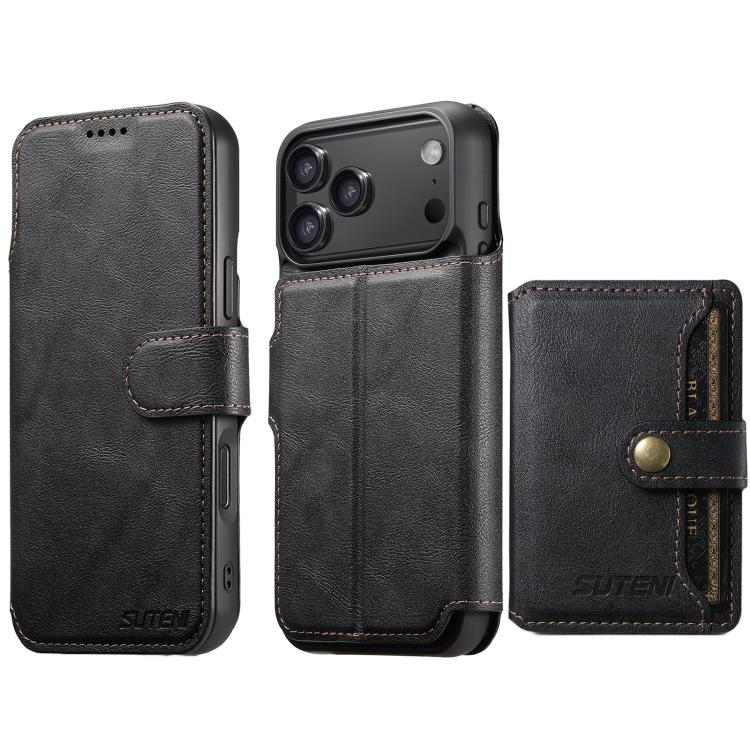 Suteni Q05S1 3-in-1 Detachable Wallet MagSafe Leather Phone Case, For iPhone 18, For iPhone 18 Pro, For iPhone 18 Pro Max, For iPhone 17 Pro Max, For iPhone 17 Pro, For iPhone 17, For iPhone Air, For iPhone 16 Pro Max