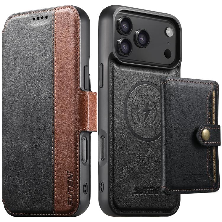 Suteni Q07S1 3-in-1 Detachable Wallet MagSafe Splicing Leather Phone Case, For iPhone 18, For iPhone 18 Pro, For iPhone 18 Pro Max, For iPhone 17 Pro Max, For iPhone 17 Pro, For iPhone 17, For iPhone Air, For iPhone 16 Pro Max