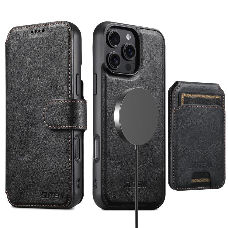 Suteni Q05S2 3-in-1 Detachable Vertical Flip Wallet MagSafe Leather Phone Case, For iPhone 16 Pro, For iPhone 16 Plus, For iPhone 16, For iPhone 15 Pro Max, For iPhone 15 Pro, For iPhone 15 Plus, For iPhone 15, For iPhone 14 Plus