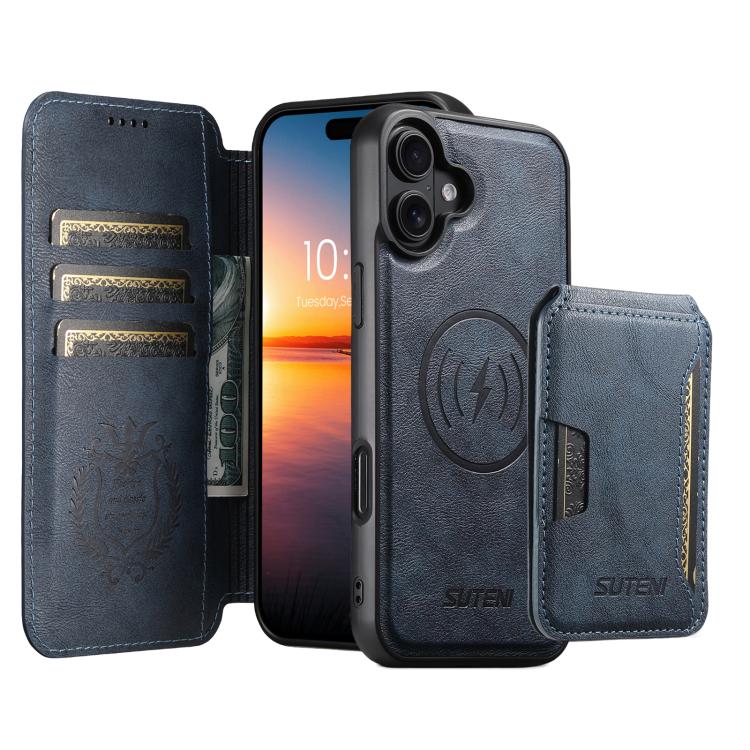 Suteni Q05S3 3-in-1 Detachable Vertical Flip Wallet MagSafe Leather Phone Case, For iPhone 18, For iPhone 18 Pro, For iPhone 18 Pro Max, For iPhone 17 Pro Max, For iPhone 17 Pro, For iPhone 17, For iPhone Air, For iPhone 16 Pro Max