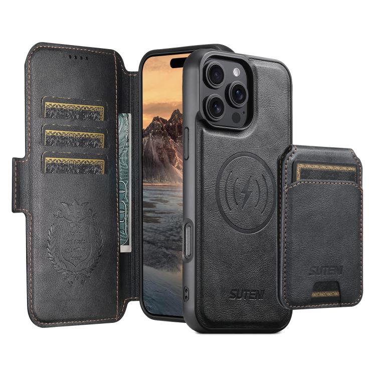 Suteni Q07S2 3-in-1 Detachable Vertical Flip Wallet MagSafe Splicing Leather Phone Case, For iPhone 14, For iPhone 14 Pro, For iPhone 14 Pro Max, For iPhone 13 Pro Max, For iPhone 13 Pro, For iPhone 13, For iPhone 12, For iPhone 12 Pro Max