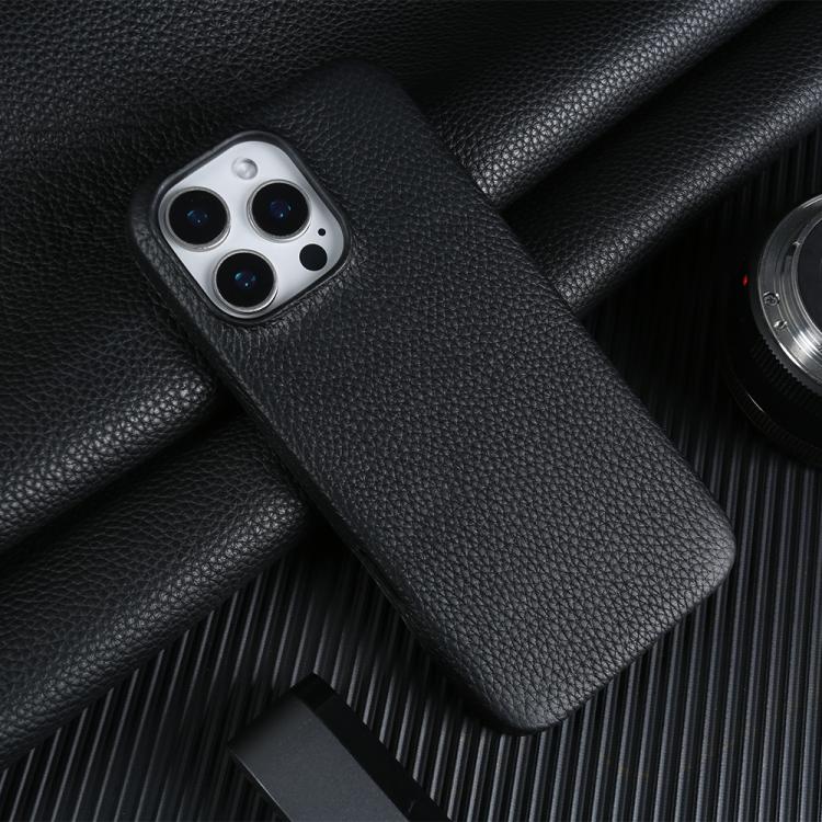 Litchi Texture Genuine Leather MagSafe Back Phone Case, For iPhone 13 Pro Max, For iPhone 13 Pro