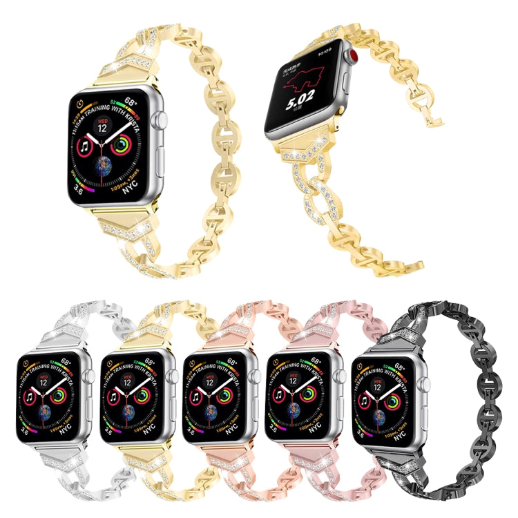 8-shaped VO Diamond-studded Solid Stainless Steel Wrist Strap Watch Band for Apple Watch Series 3 & 2 & 1 38mm