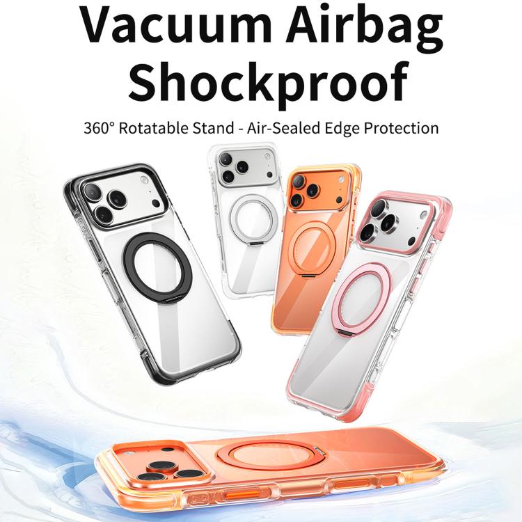 Vacuum-Sealed Transparent Airbag Magnetic Rotation Holder Acrylic Phone Case, For iPhone 16 Pro Max, For iPhone 16 Pro, For iPhone 16, For iPhone 15 Pro Max, For iPhone 15 Pro, For iPhone 15