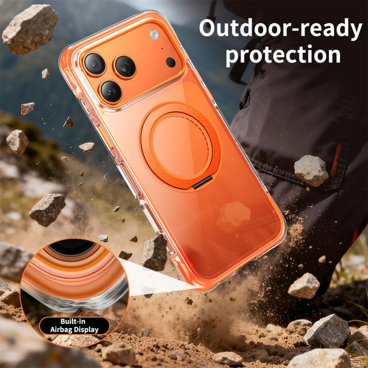 Vacuum-Sealed Transparent Airbag Magnetic Rotation Holder Acrylic Phone Case, For iPhone 16 Pro Max, For iPhone 16 Pro, For iPhone 16, For iPhone 15 Pro Max, For iPhone 15 Pro, For iPhone 15