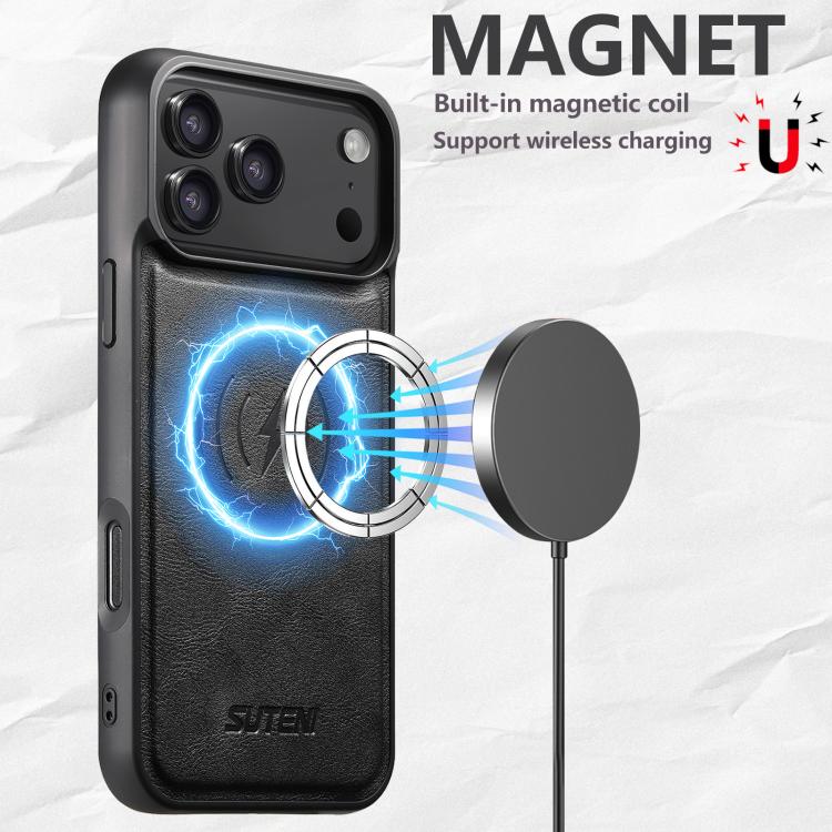 Suteni G5S5 2-in-1 Magnetic Detachable Bottle Opener Card Bag Cow Leather Back Phone Case, For iPhone 17 Pro Max, For iPhone 17 Pro, For iPhone 17, For iPhone Air, For iPhone 16 Pro Max, For iPhone 16 Pro, For iPhone 16 Plus, For iPhone 16