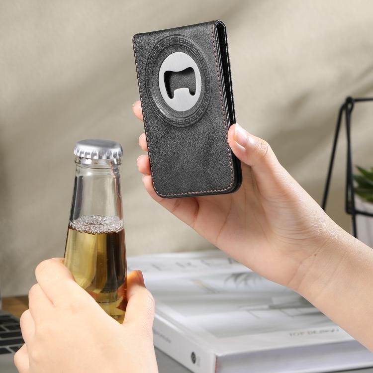 Suteni G5S5 2-in-1 Magnetic Detachable Bottle Opener Card Bag Cow Leather Back Phone Case, For iPhone 17 Pro Max, For iPhone 17 Pro, For iPhone 17, For iPhone Air, For iPhone 16 Pro Max, For iPhone 16 Pro, For iPhone 16 Plus, For iPhone 16