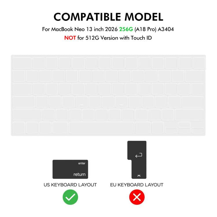ENKAY US Version 3 in 1 Matte Protective Case with TPU Keyboard Film & PET Screen Protector, For MacBook Neo 13 inch 2026 (A3404) 256G, For MacBook Neo 13 inch 2026 (A3404) 512G
