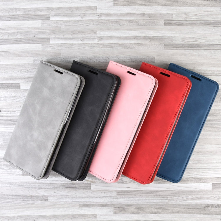 Retro-skin Business Magnetic Suction Leather Case with Purse-Bracket-Chuck For Galaxy A30, For Galaxy A30