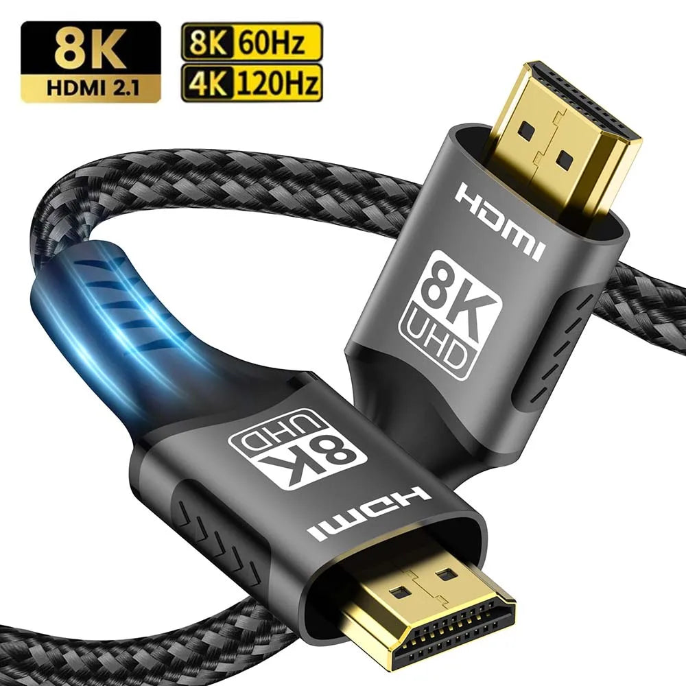 8K HDMI-Compatible Cable 4K@120Hz 8K@60Hz HDMI 2.1 Cable 48Gbps Adapter For RTX 3080 eARC HDR Video Cable PC Laptop TV box PS5