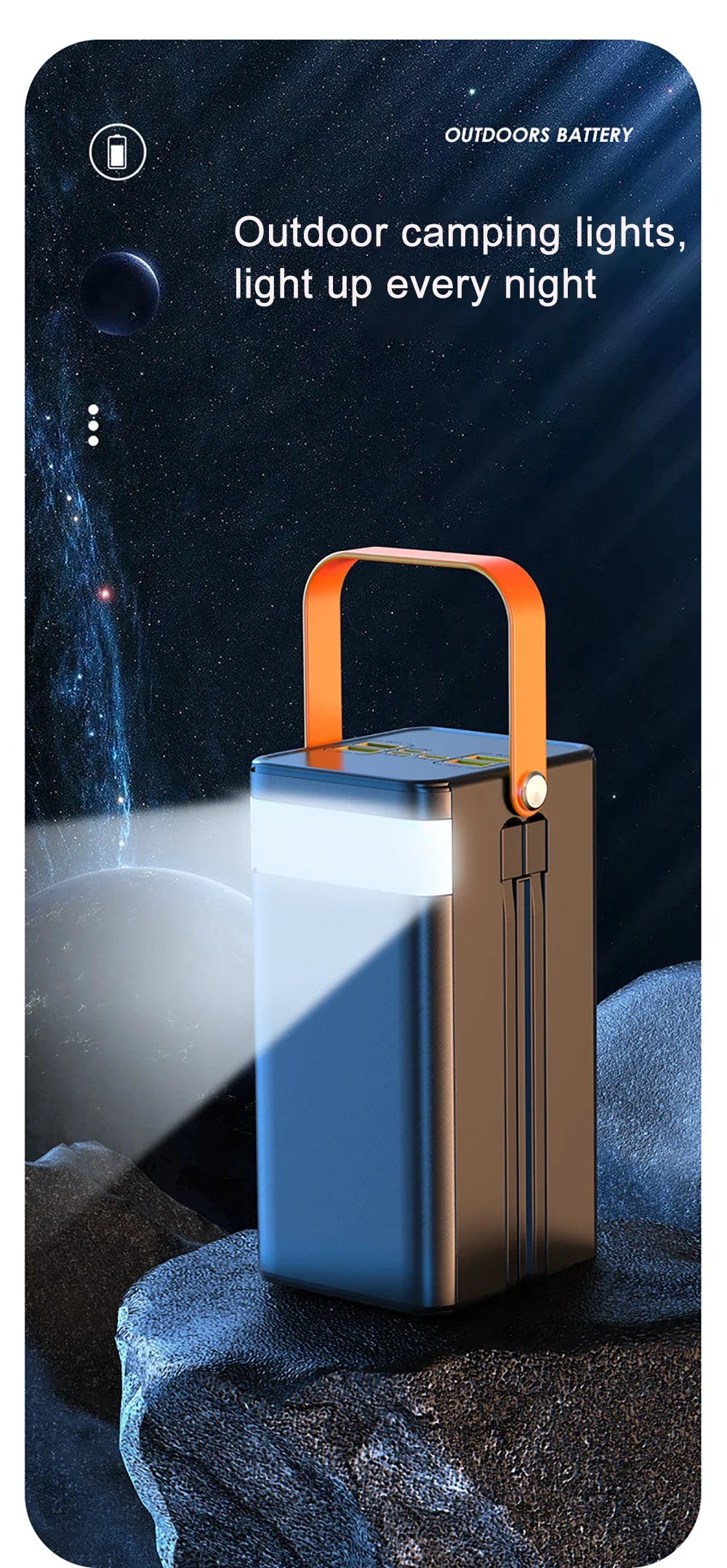 60000mAh Portable Power Bank - 120W Fast Charging Solar Generator for Camping Emergency Outdoor