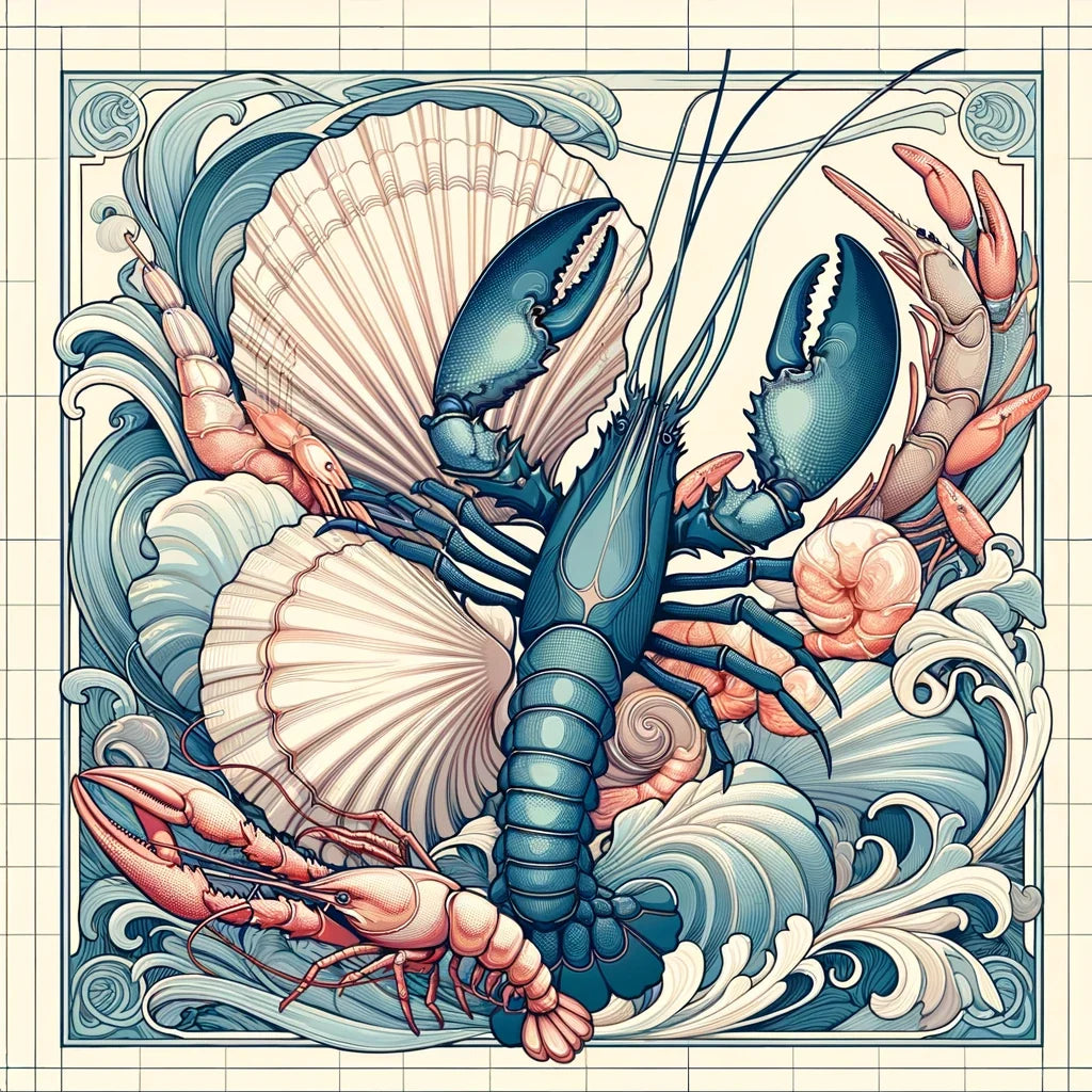 Seafood Splendor Cotton Cushion