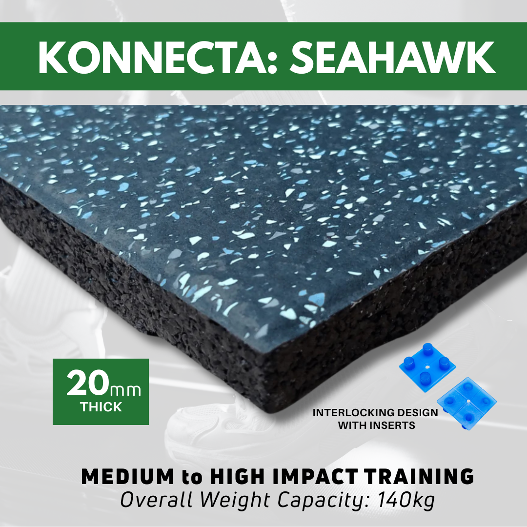 20mm Rubber Gym Flooring Tiles – Seahawk Fleck Home & Garage Gym Floor Tiles – Sprung