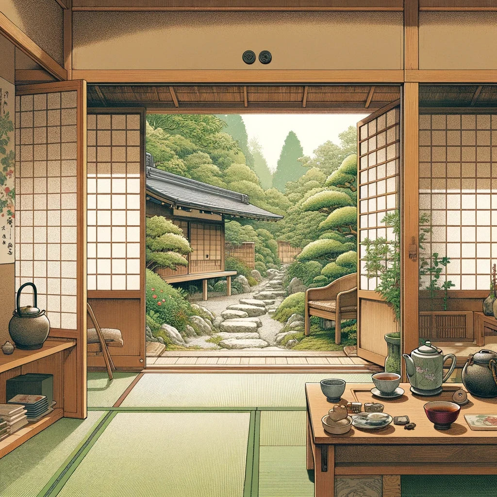 Serene Tea House Canvas