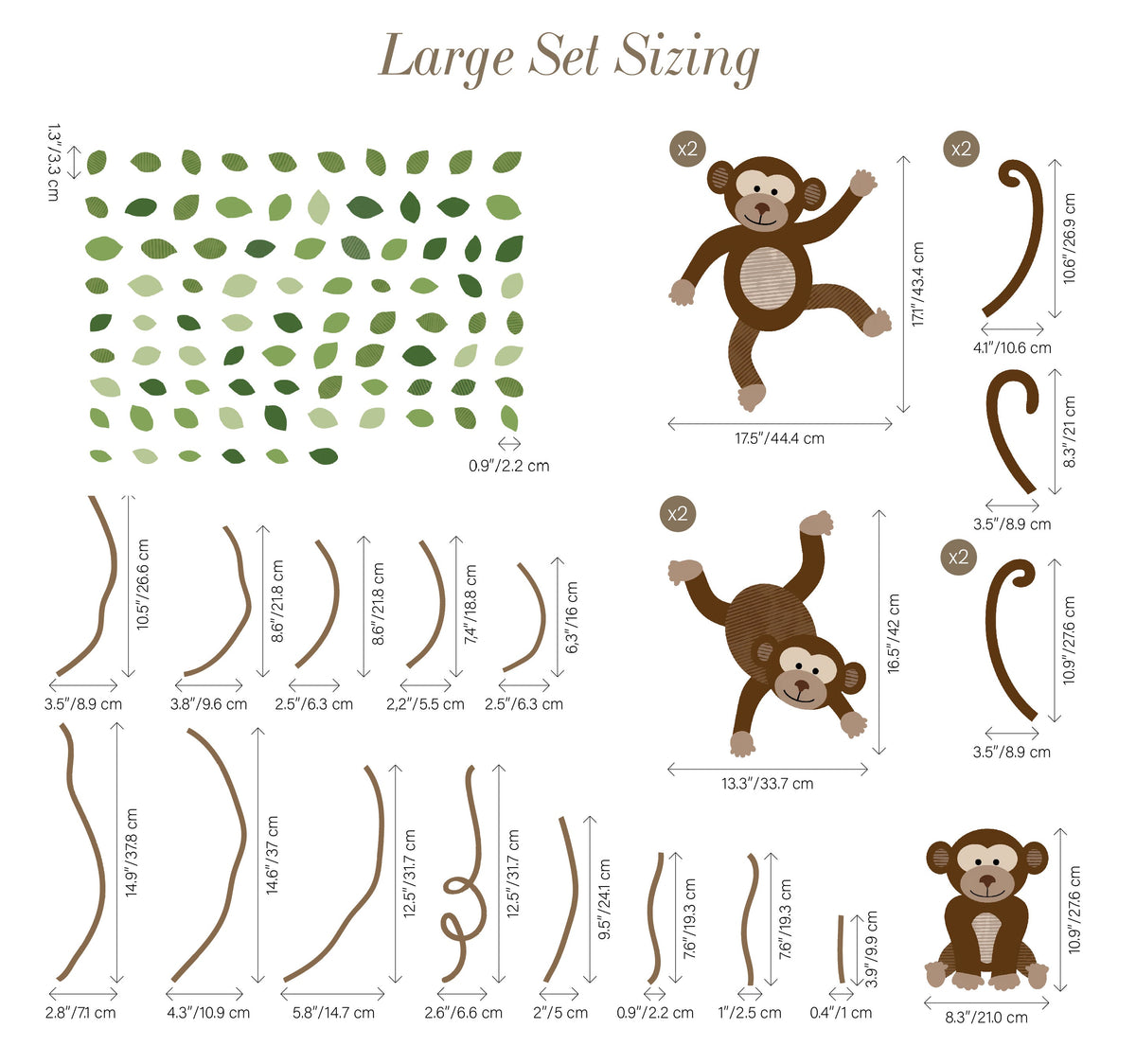 Extra Monkeys, Vines & Leaves - Repositionable Wall Decals Add-on Set