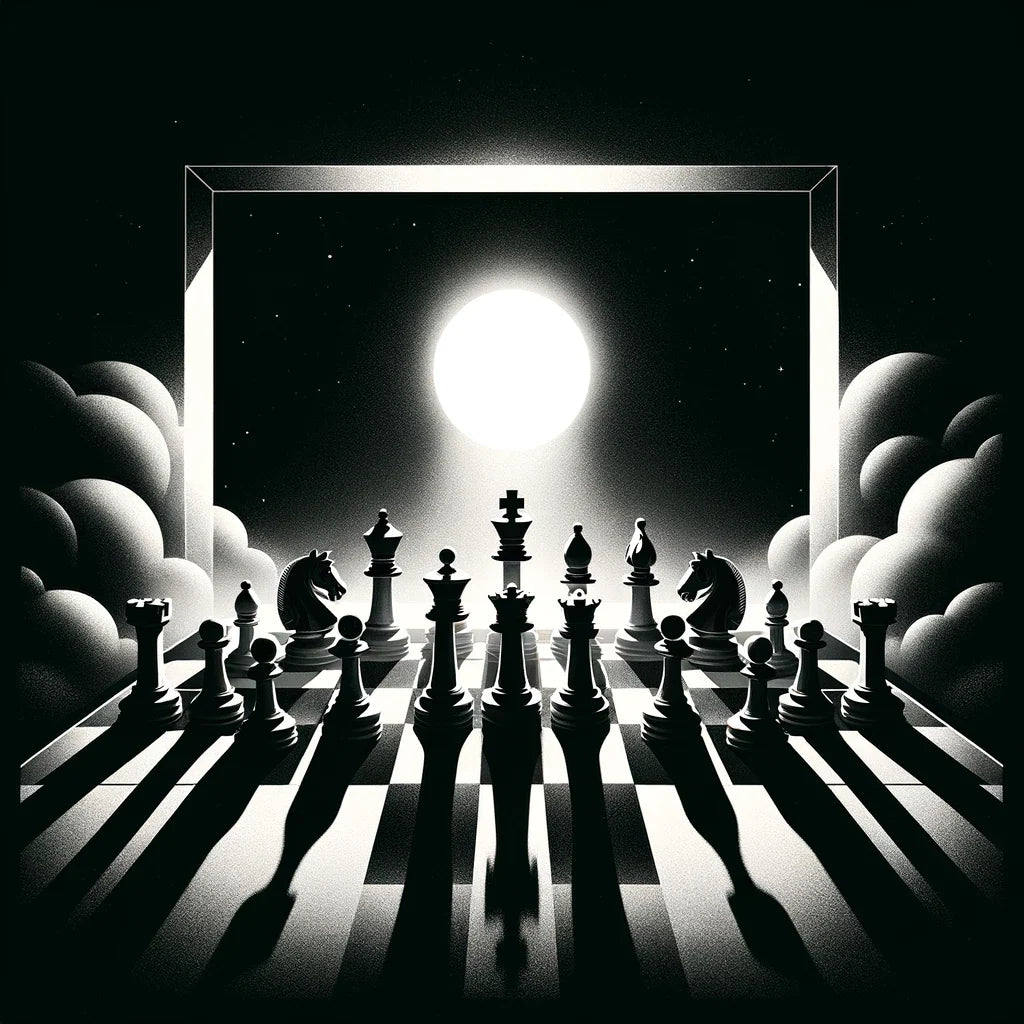 Strategic Shadows: Chessboard Cotton Cushion