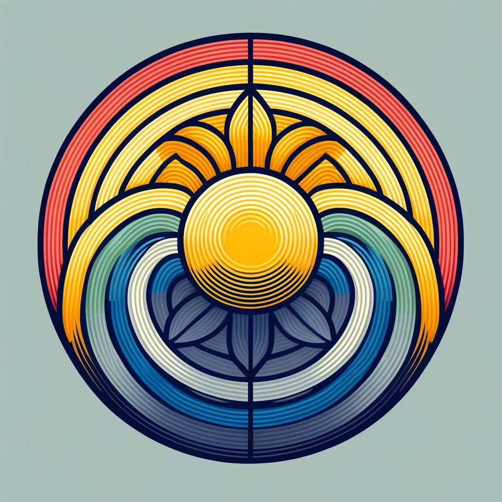 Sun and Rainbow Geometric Canvas