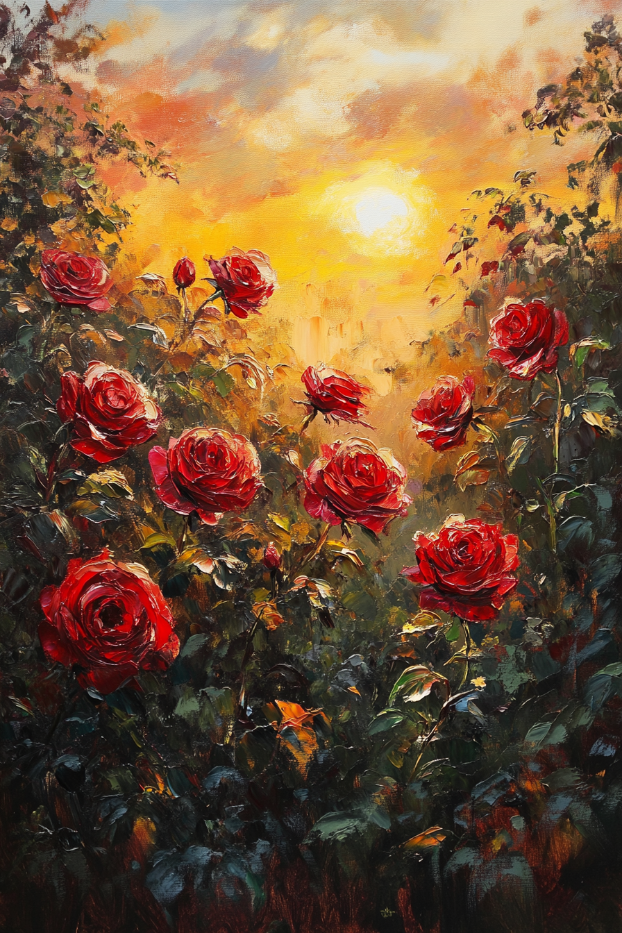 Sunset Rose Garden Canvas