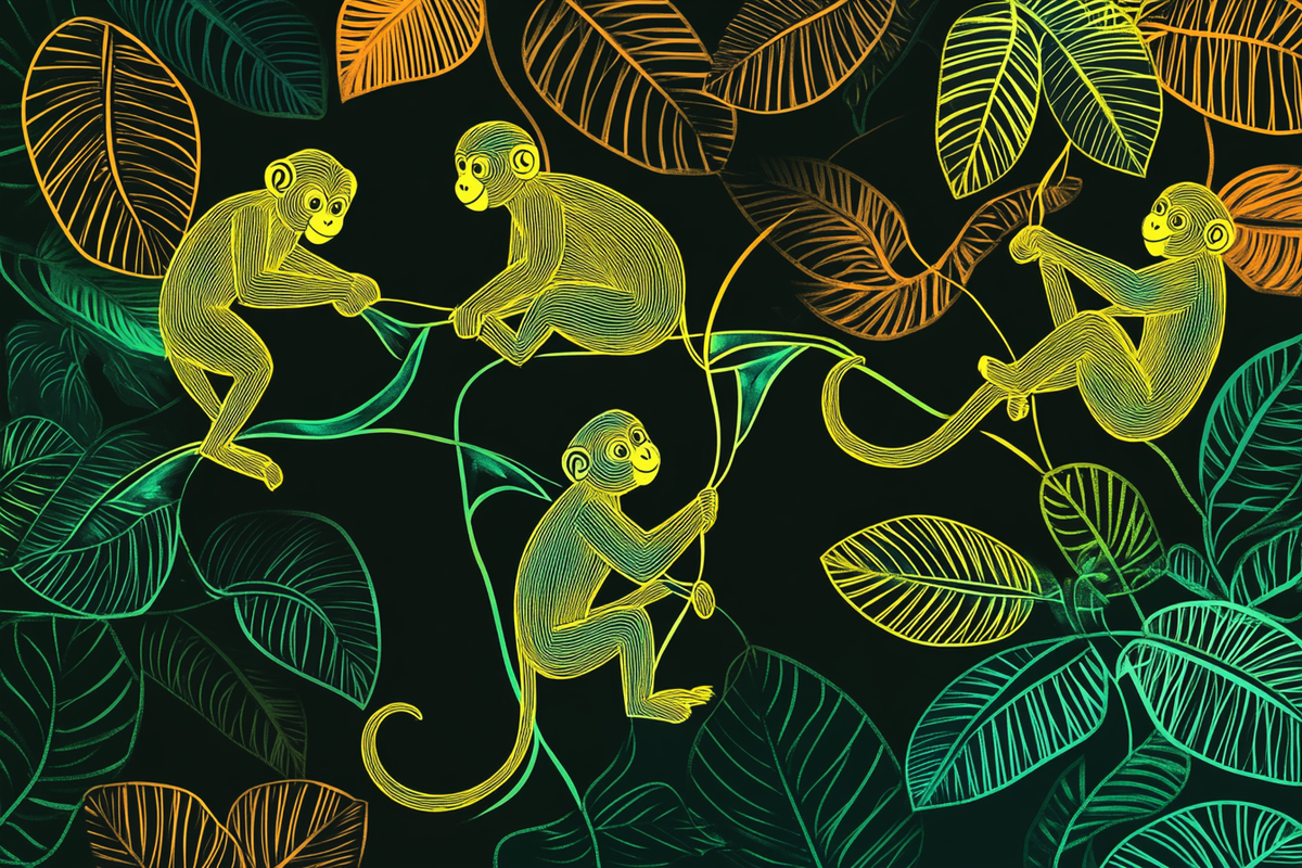 Swinging Monkeys Jungle Canvas