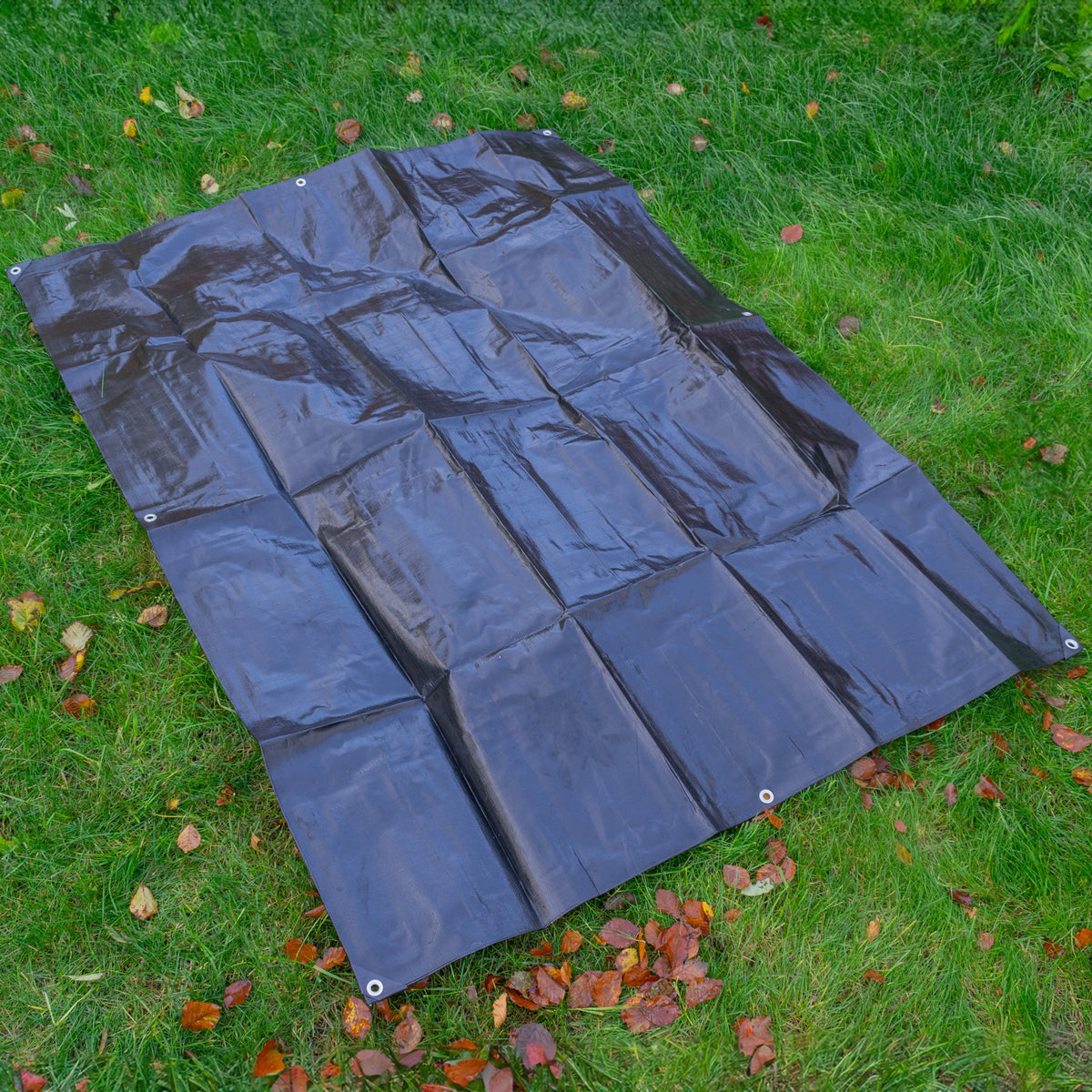 Black/Silver L-Grade Tarpaulin with 20 x 6" Bungee Balls (White)