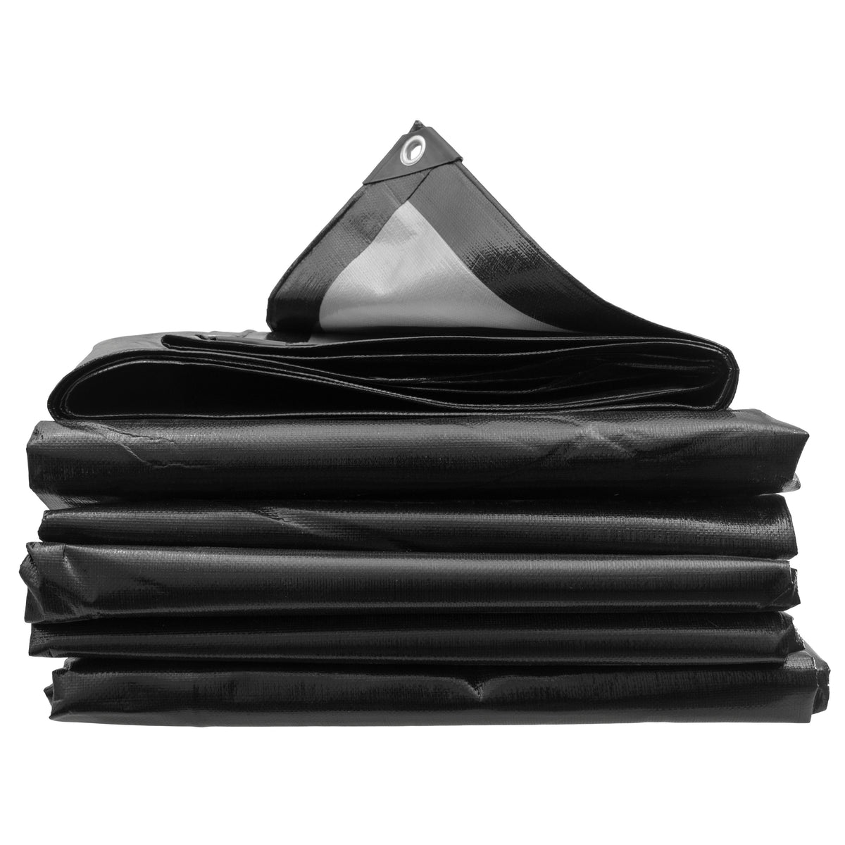 Black/Silver L-Grade Tarpaulin with 20 x 6" Bungee Balls (White)